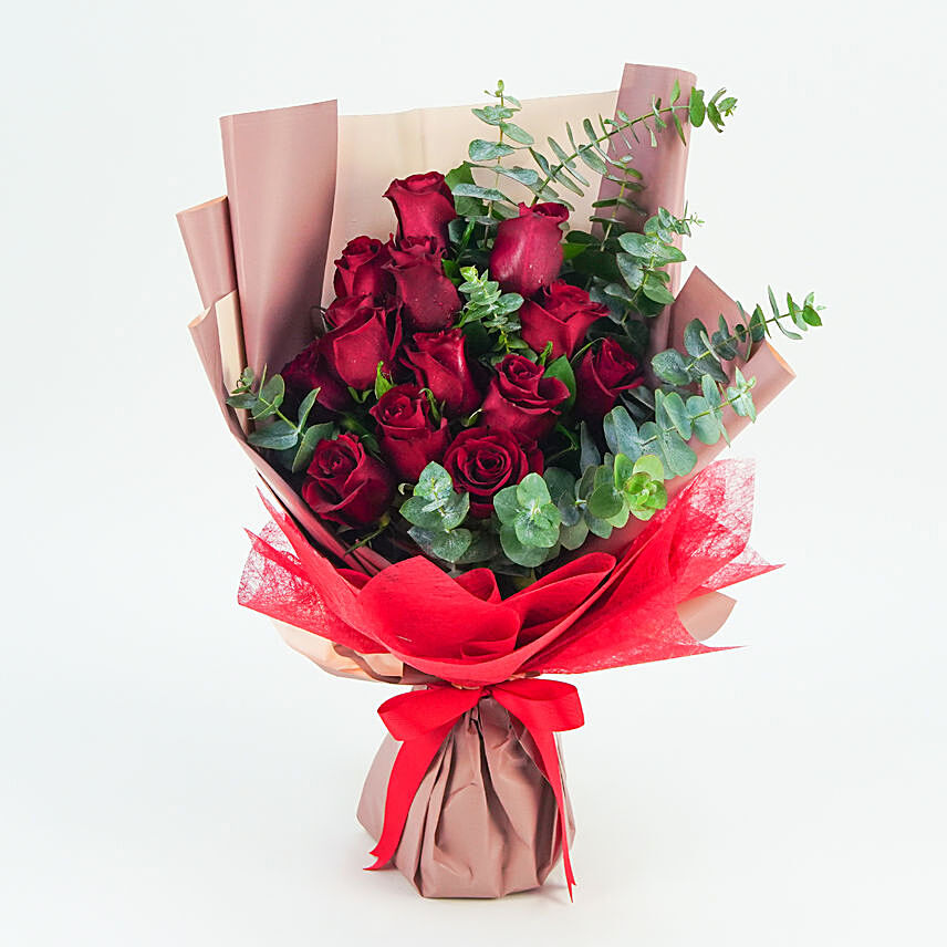 13 Red Roses Bouquet: Valentines Bouquets