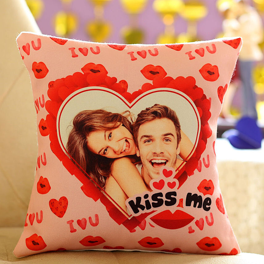 Kiss Day Special Personalised Cushion: Personalised Photo Cushions