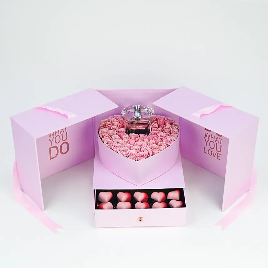 Rose & Perfume Box Of Love: Valentine's Day Roses