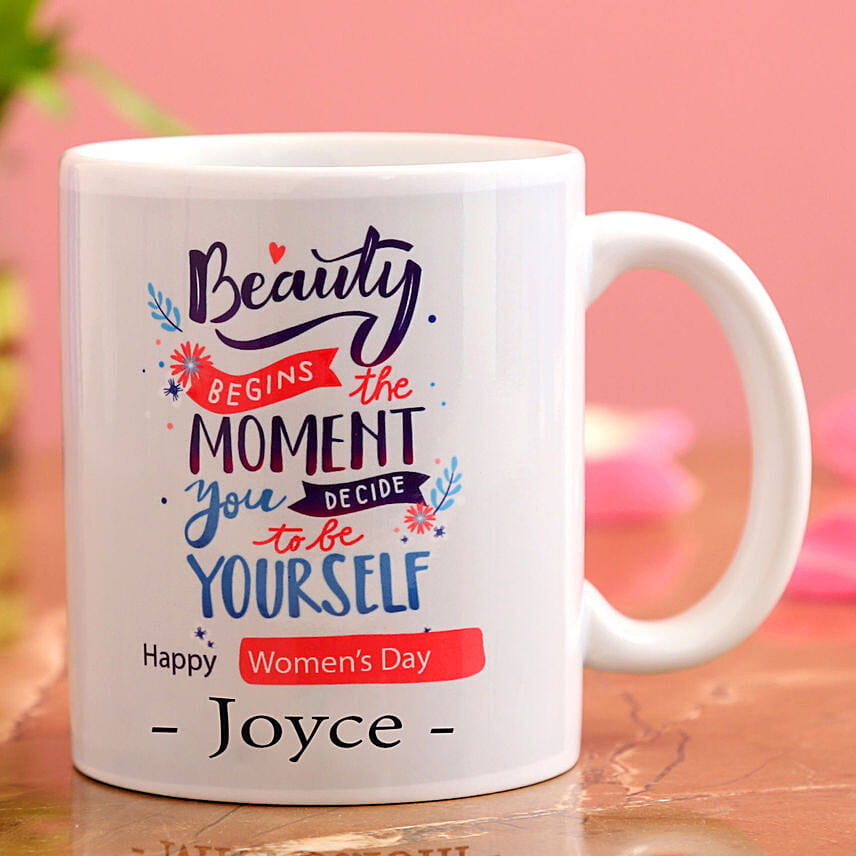 Happy Womens Day Personalised White Mug: Classic Personalised Mugs