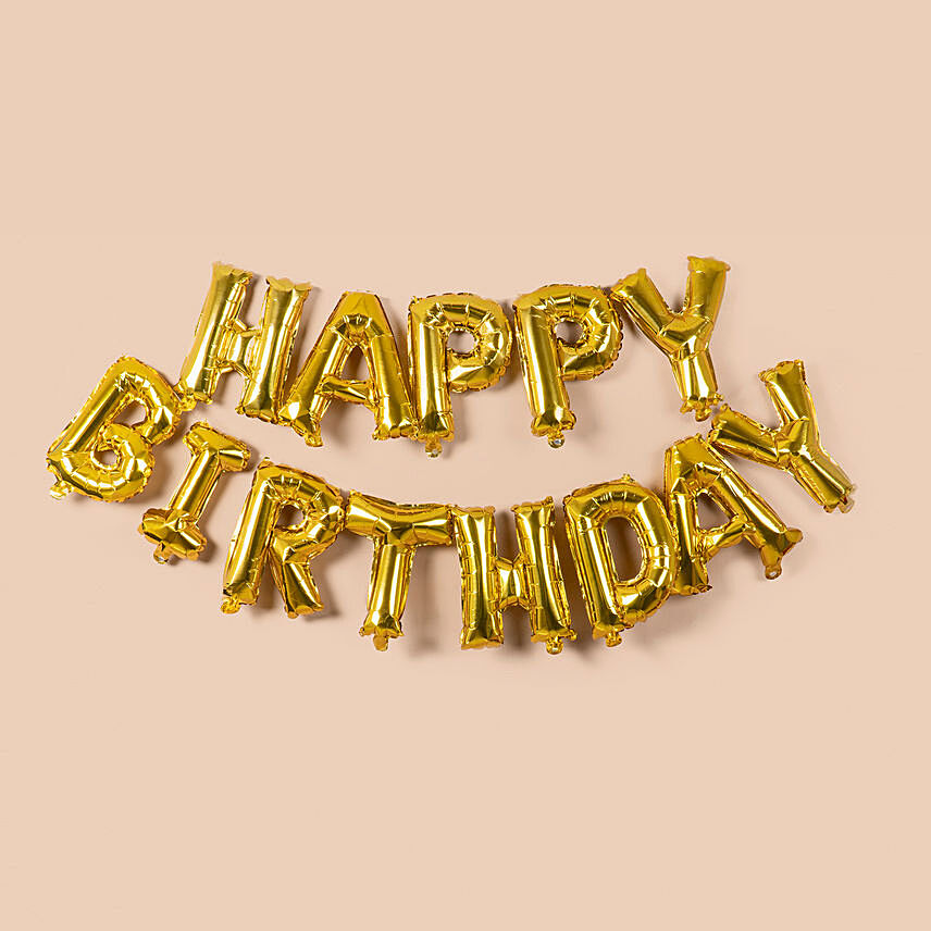 Happy Birthday Alphabet Golden Balloon Set: Party Balloons Singapore