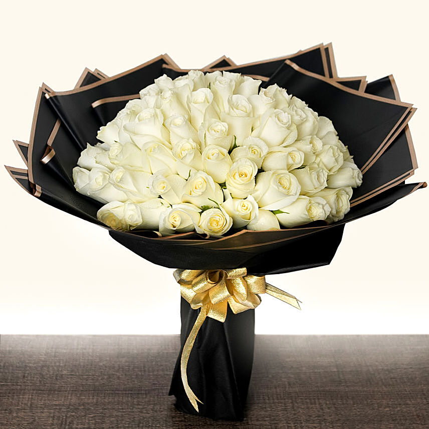 50 White Roses Beauty Bouquet: Roses Bouquet