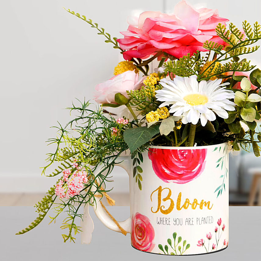 Majestic Mixed Flowers In Bloom Mug: 