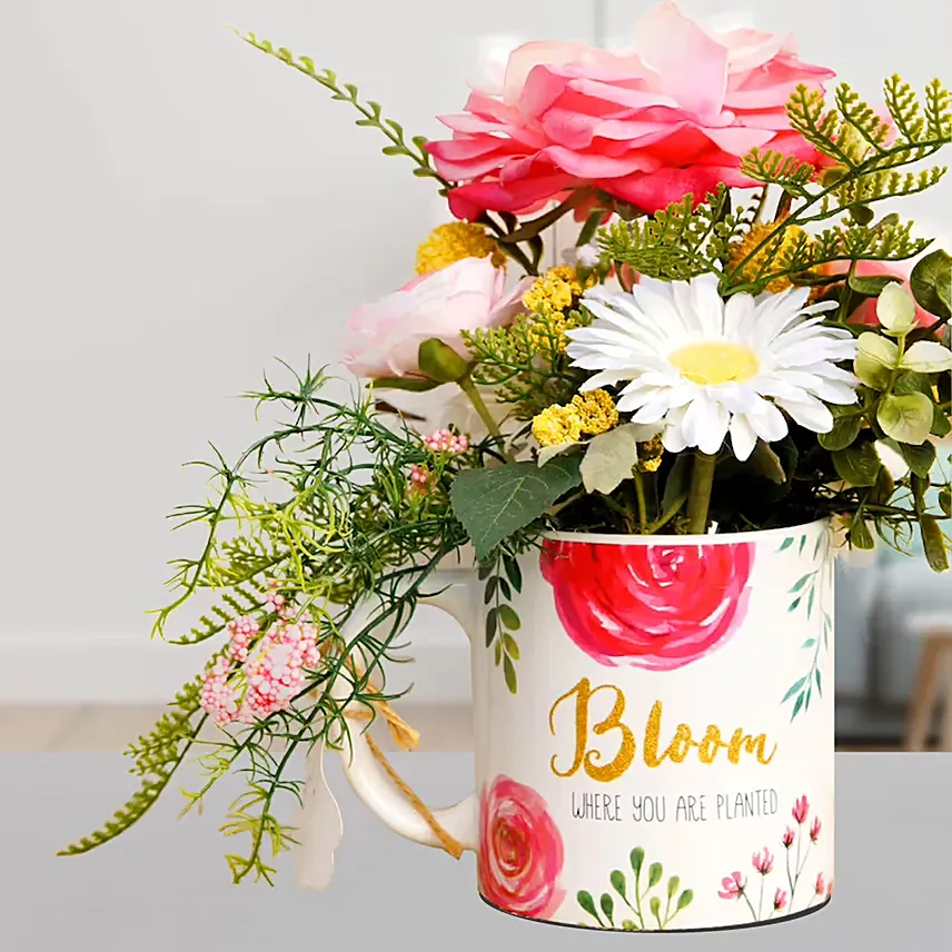 Majestic Mixed Flowers In Bloom Mug: 