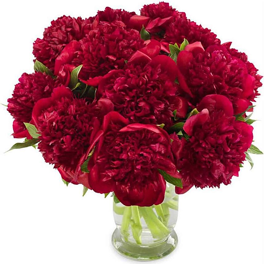 Passionate Red Peonies Vase: Peony Bouquets
