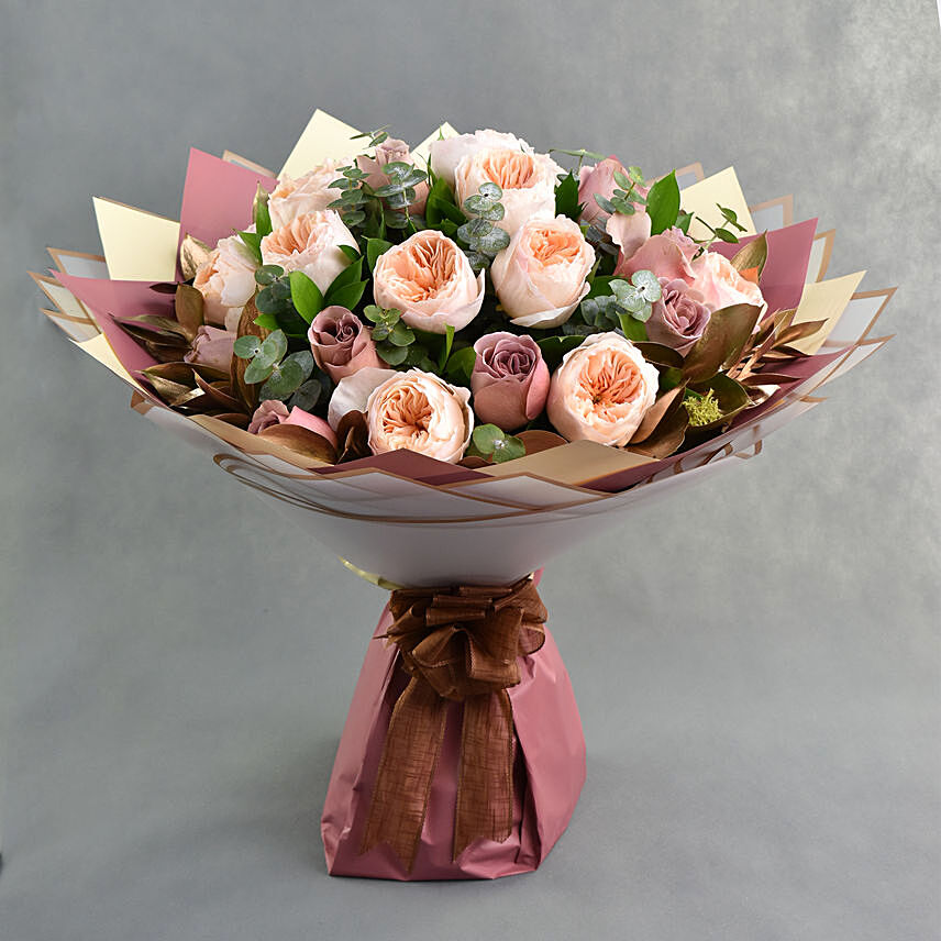 Premium Bouquet Of Garden Roses: Rose Bouquet For Birthday