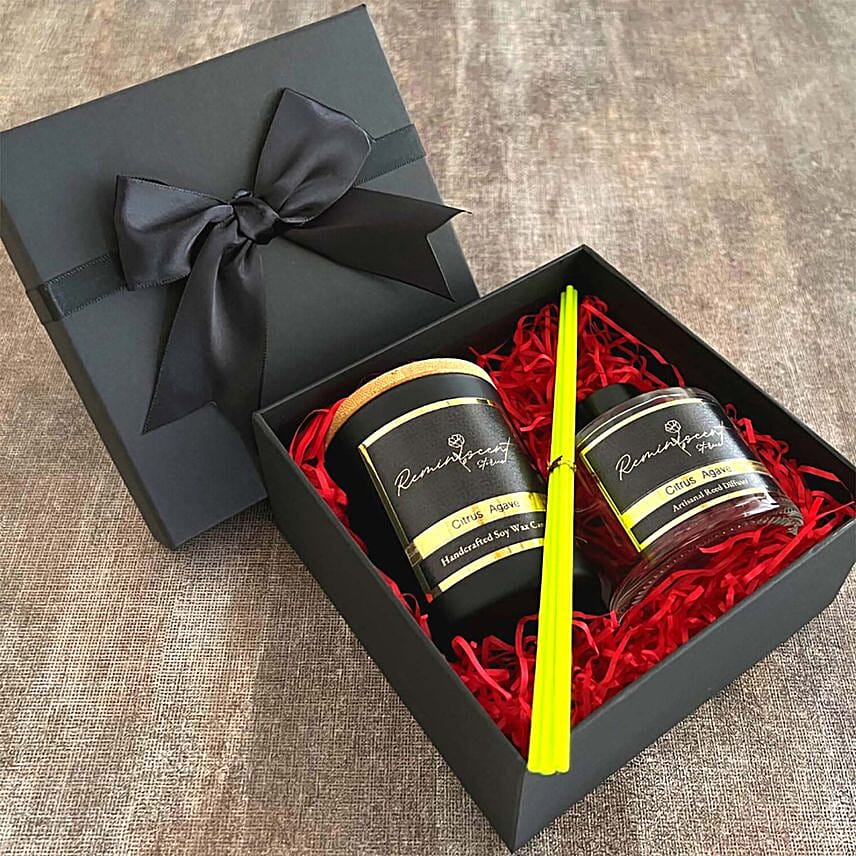 Black Signature Candle & Diffuser Gift Box: Thankyou Gifts