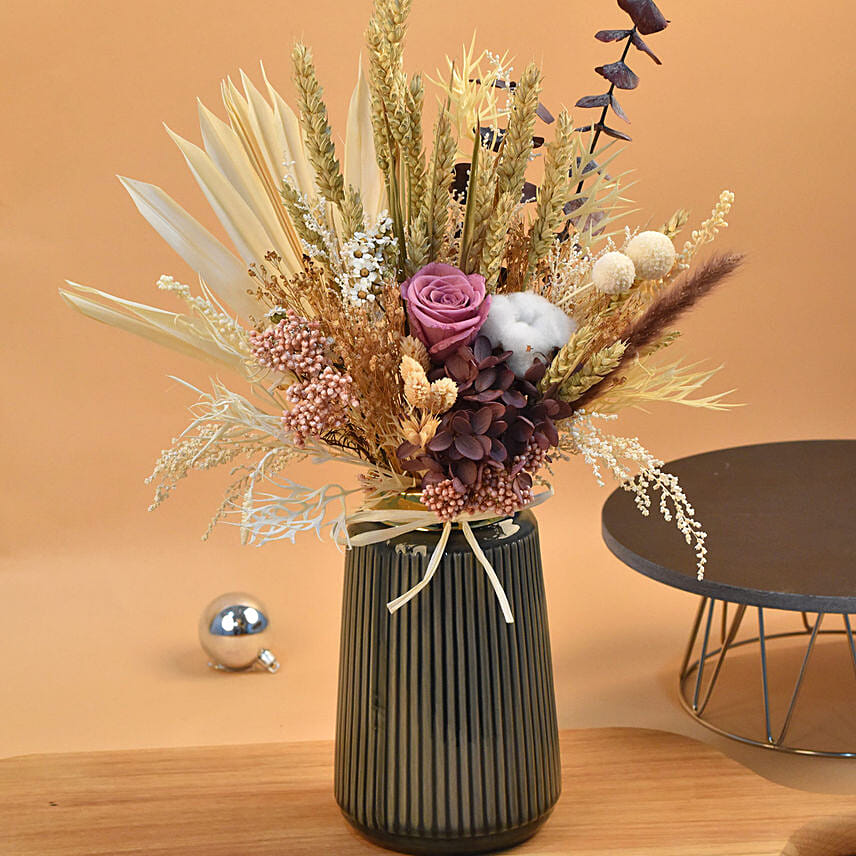 Heavenly Mixed Preserved Flowers Arrangement: Cotton Flower Bouquet	