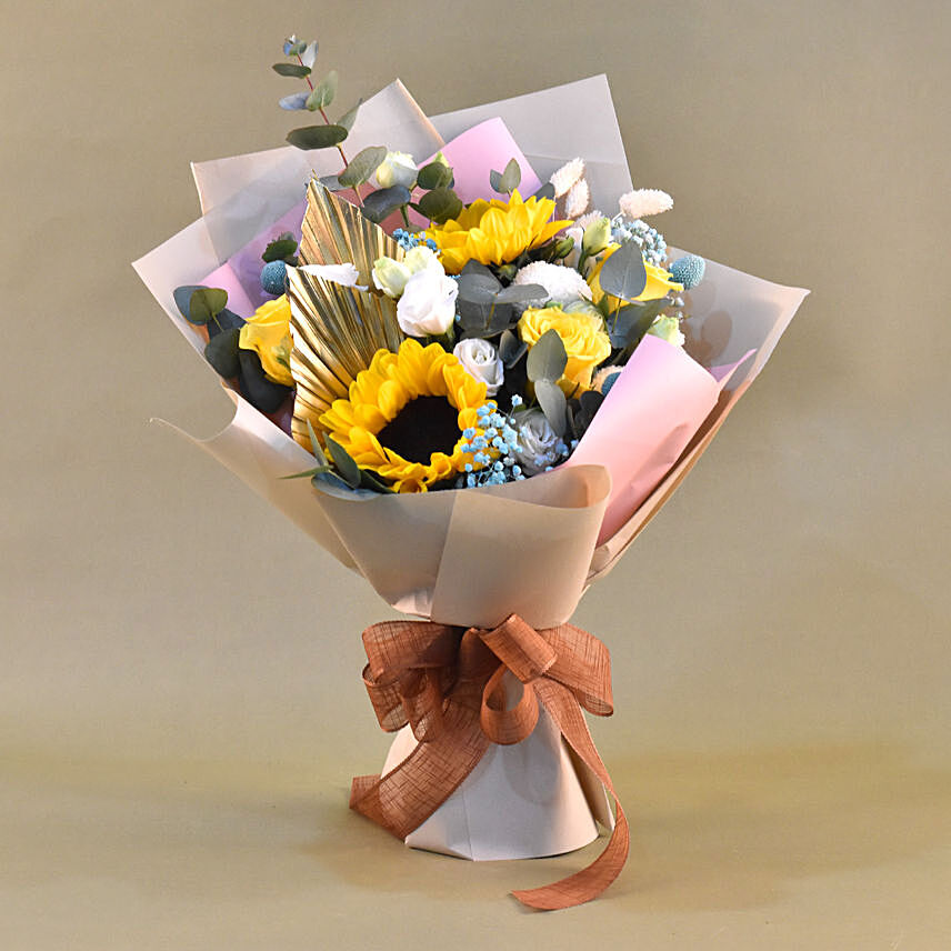 Timeless Mixed Flowers Bouquet: Sunflower Bouquets