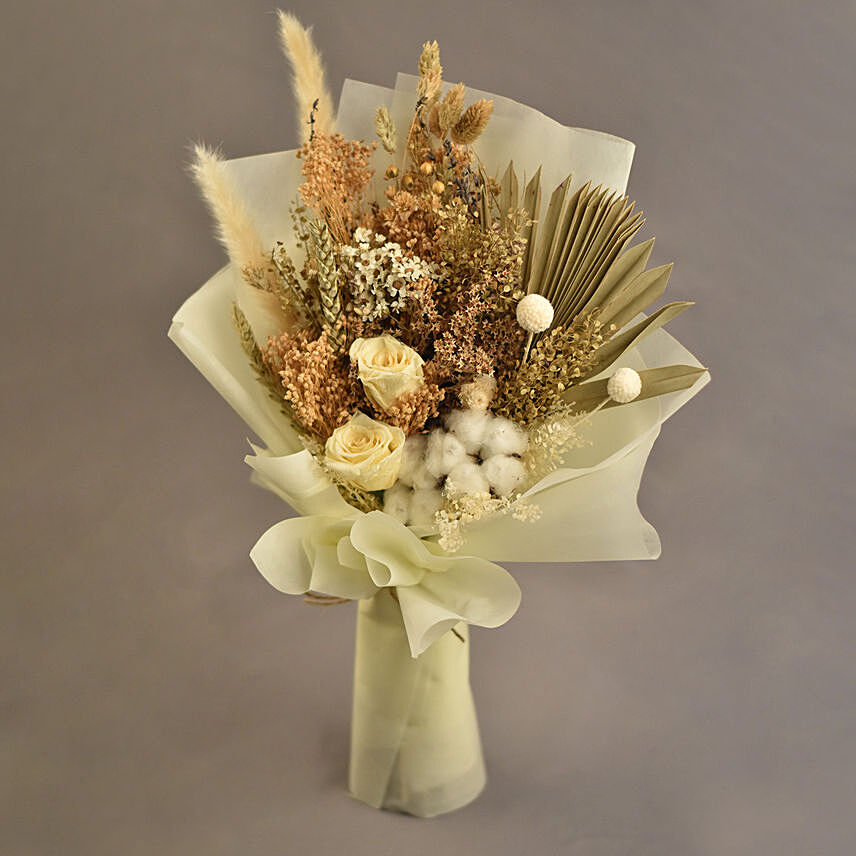 Peaceful Mixed Preserved Flowers Bouquet: Forever Roses