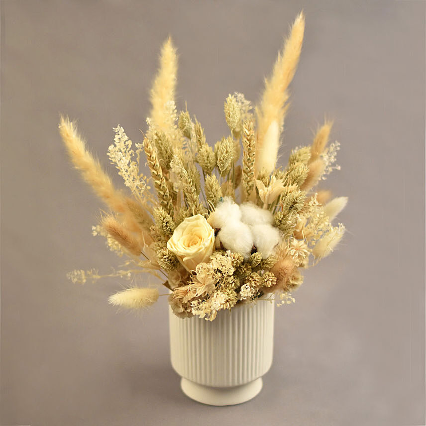 Soothing Mixed Preserved Flowers Designer Vase: Dried Bouquets Singapore