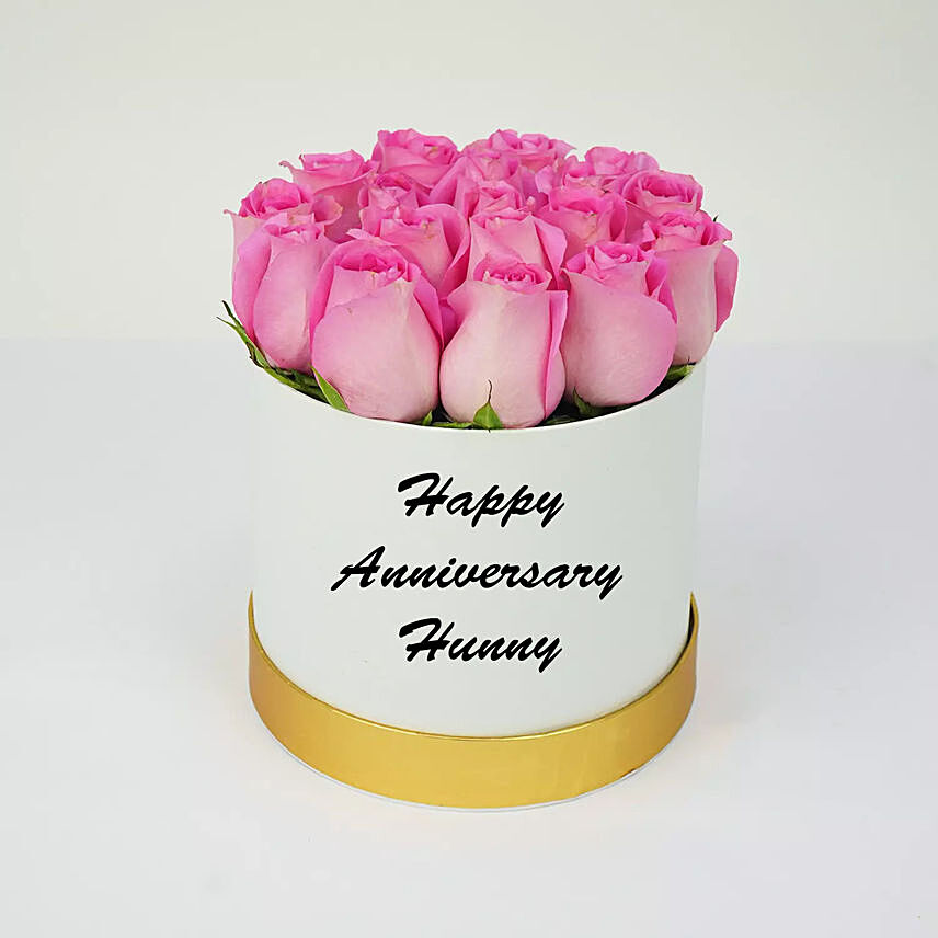 Pink Rose Beauty in White Box: Customized Gifts