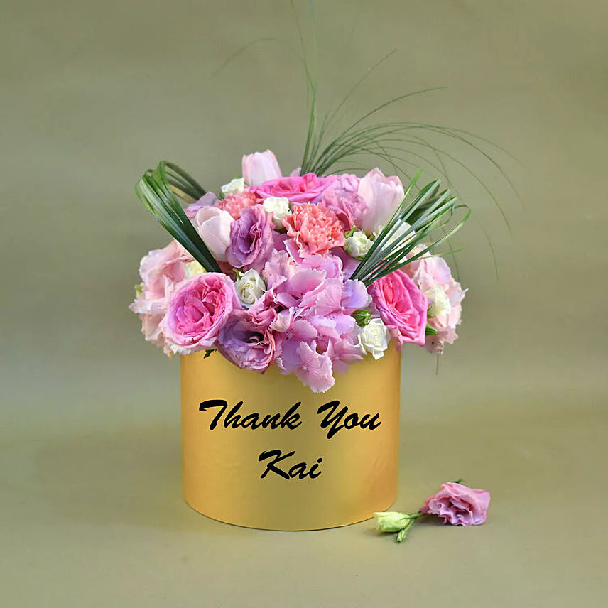 Premium Mixed Flowers in Designer Golden Vase: Customized Gifts