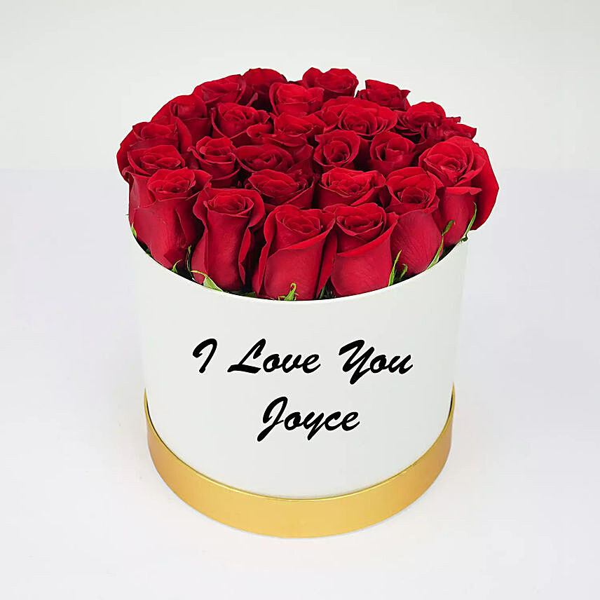 Roses Beauty in White Box: Personalised Gifts Singapore
