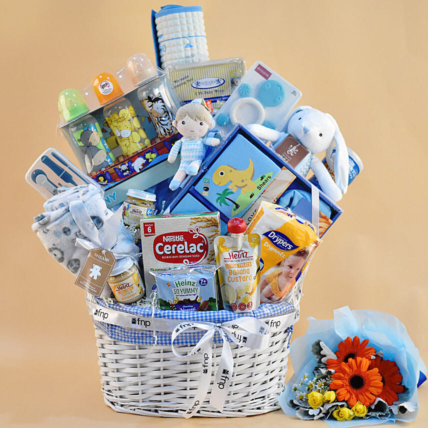 Oval Willow Basket Baby Care Hamper: Baby Shower Gifts Singapore