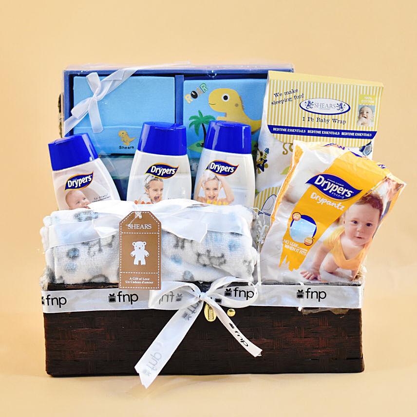 Brown Basket Baby Care Hamper: Gifts for New Born