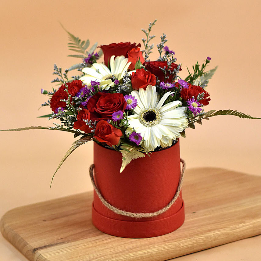 Ravishing Mixed Flowers Red Box: National Day Gifts