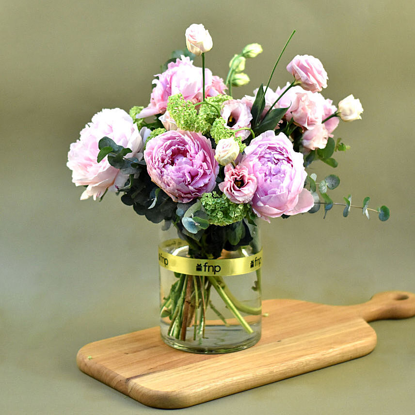 Refreshing Mixed Flower Cylindrical Vase: Peony Bouquets