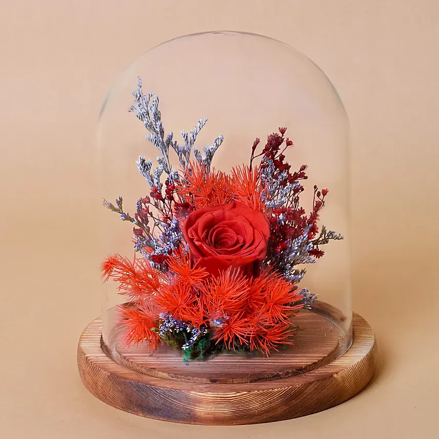 Forever Rose In Glass Dome: Rose Bouquet