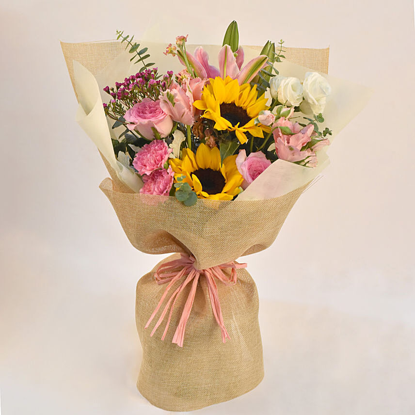 Joyous Mixed Flowers Bouquet: Premium Flowers