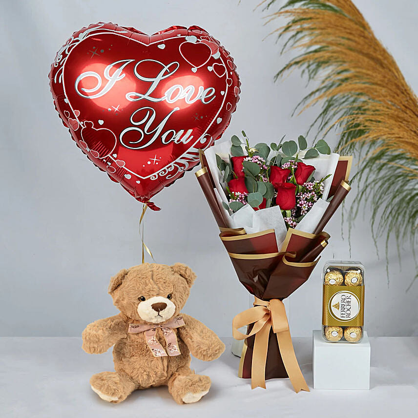 Adorable Love Gift Combo Arrangement: Balloons Delivery Singapore