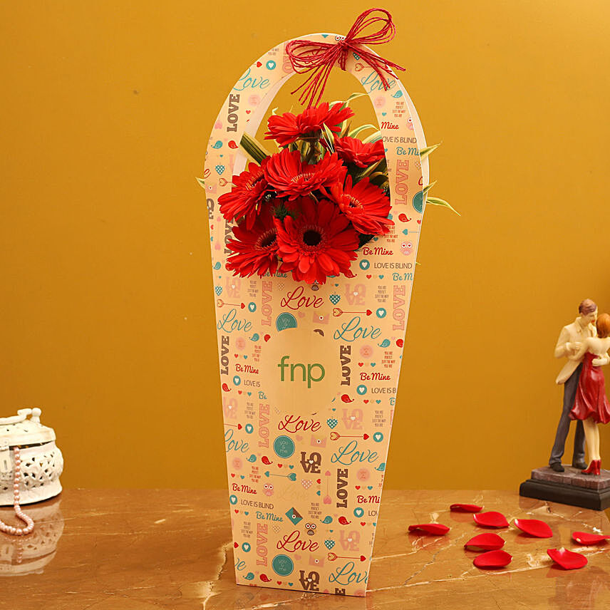 Red Gerberas In FNP Love Sleeve: Gifts Under 49 Dollars