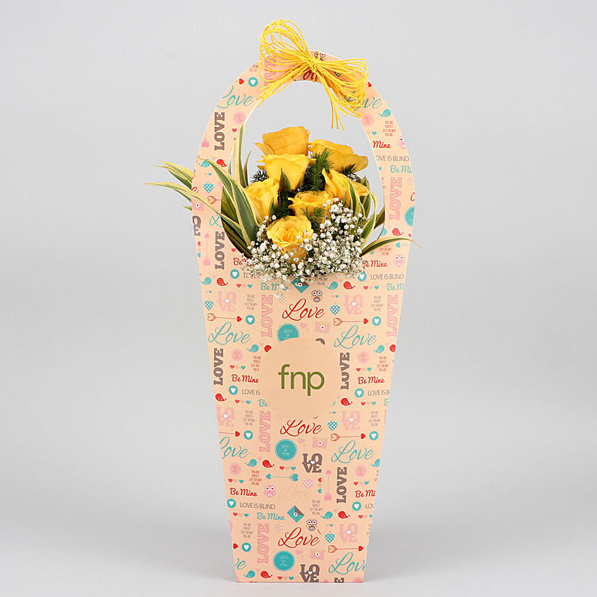 Yellow Roses In FNP Love Sleeve: Bouquet of Roses