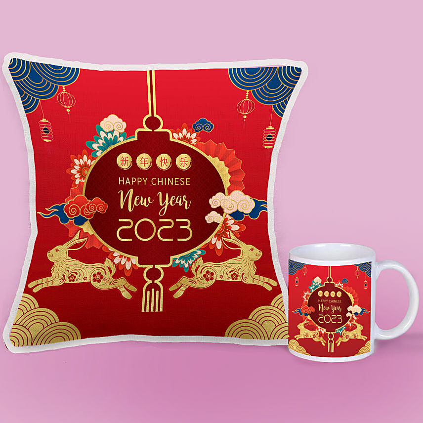 Happy Chinese New Year Printed Cushion & Mug: CNY Cakes