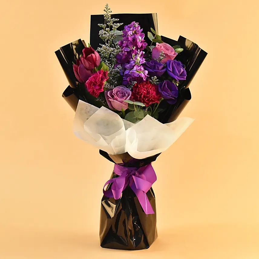 Alluring Mixed Flowers Bouquet: Thank You Bouquets