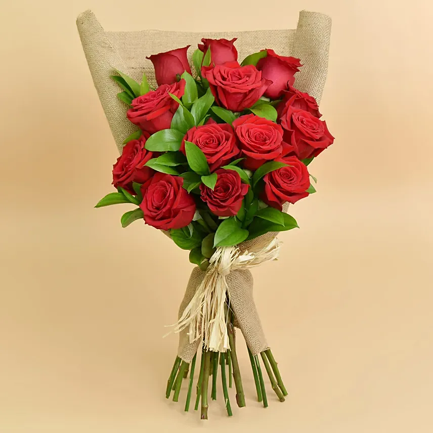 12 Beautiful Red Roses Bouquet: Same Day Flower Delivery - Order Before 8 PM(SGT)