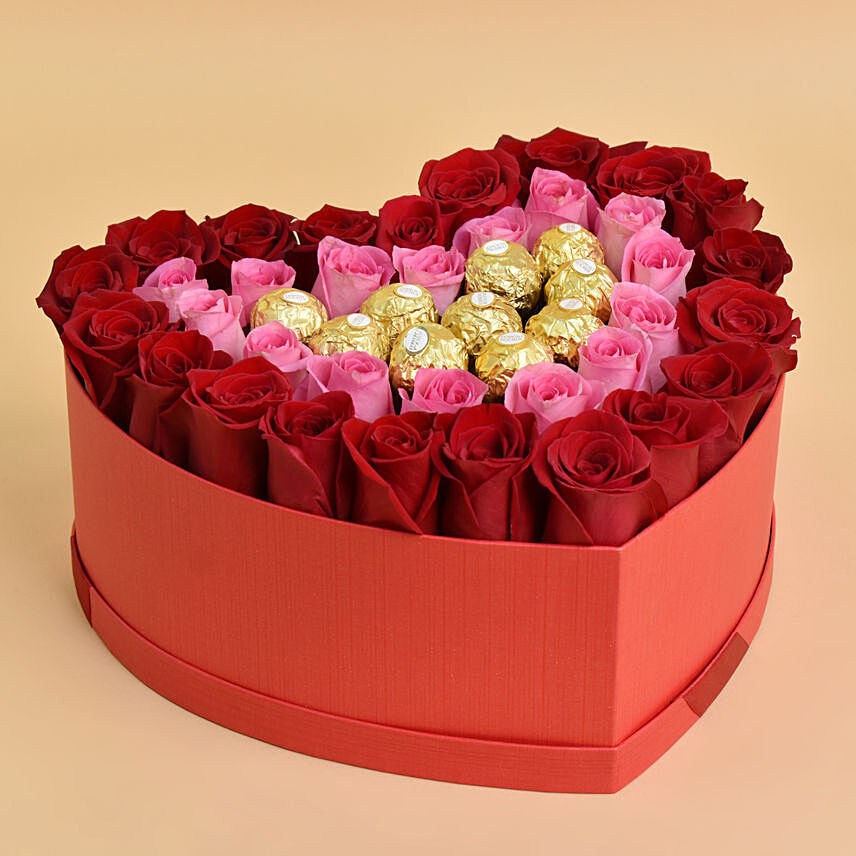 Roses and Chocolate In a Heart Shaped Box: Valentine Day Gifts For Girlfriend