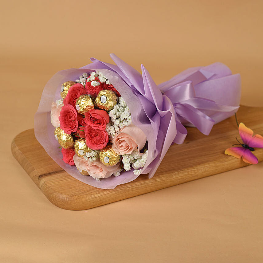 Roses With Delicious Chocolate for her: International Women's Day Flowers