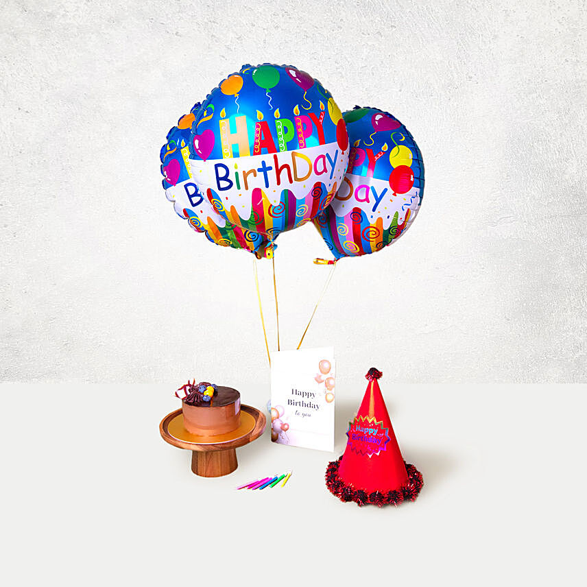 Birthday Wishes Gift Arrangement: Chocolate Cakes 
