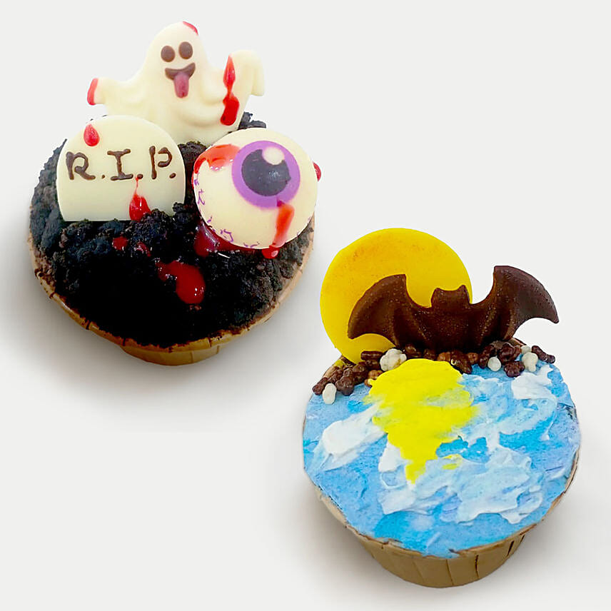 Halloween Chocolate Ganache Cupcakes 2 Pcs: Halloween Gifts 