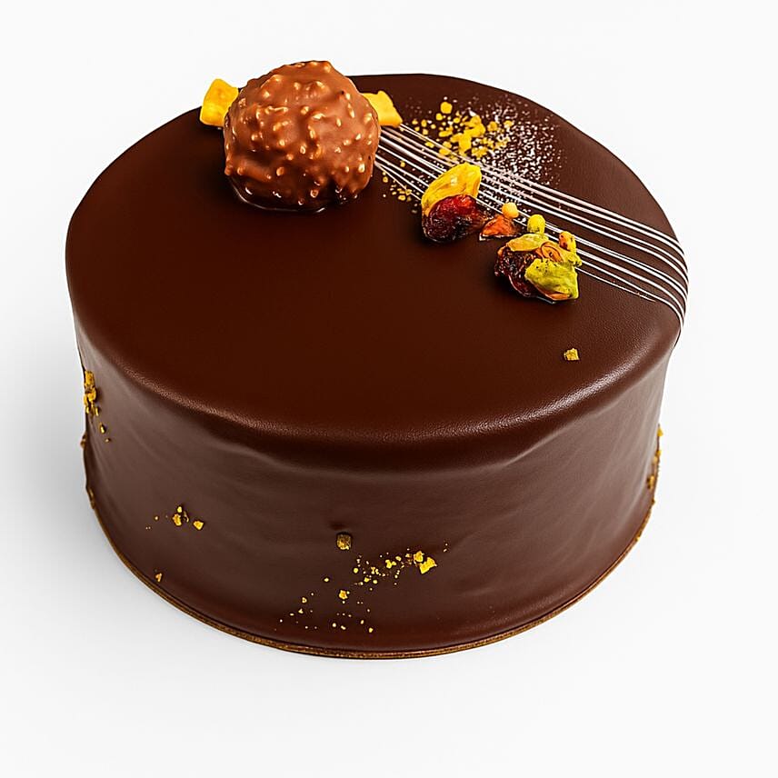 Luscious Ferrero Rocher Chocolate Cake: One Hour Anniversary Gifts Delivery 