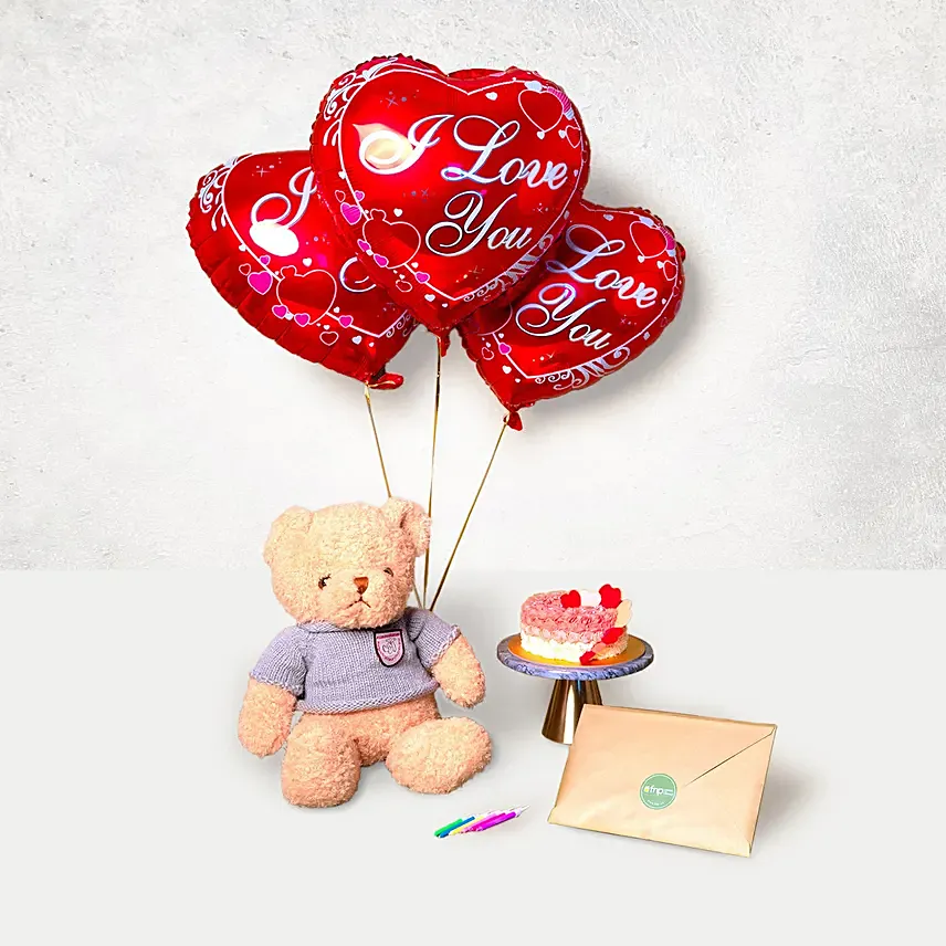 I Love You Gift Combo Arrangement: Balloons Delivery Singapore