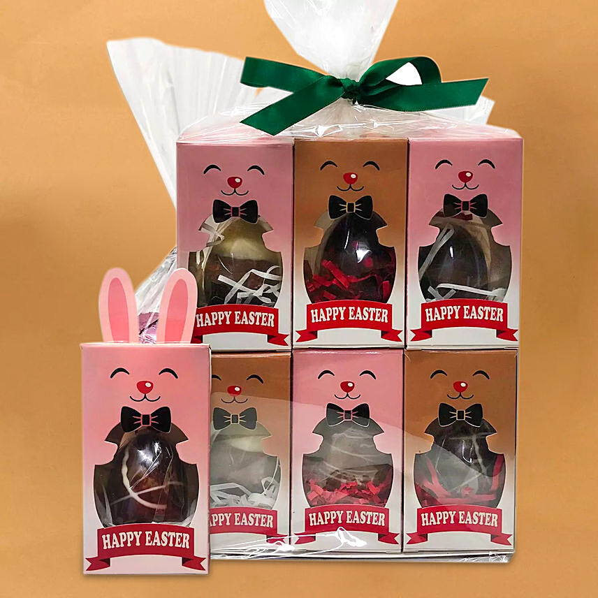 Set of Six Easter Eggs In Bunny Box: Easter Gift Ideas