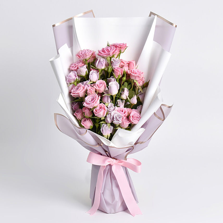 Purple and Pink Spray Rose Bunch: Breast Cancer Awareness Gifts