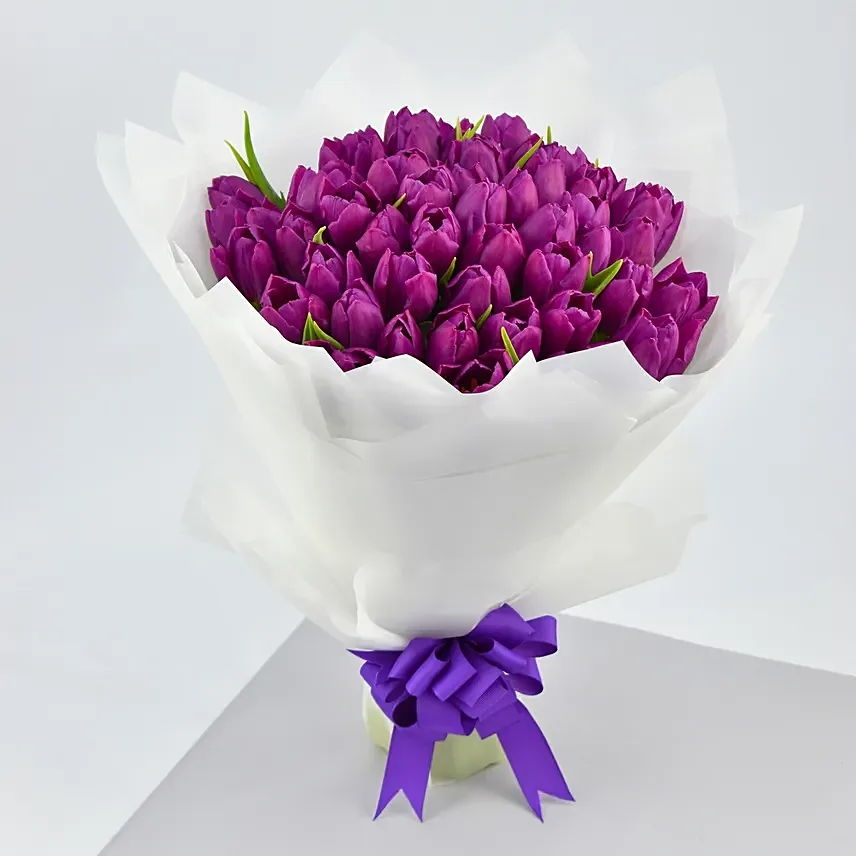 Purple Tulip Grand Bouquet: Thankyou Gifts