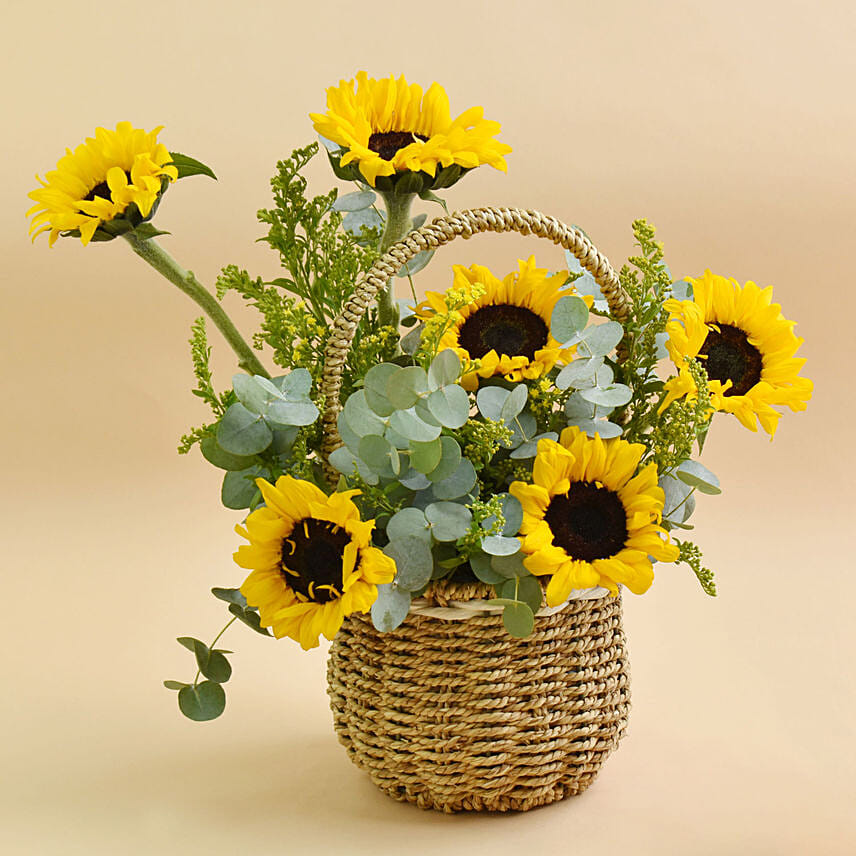 Sunflowers Shine Basket: Sunflower Bouquets