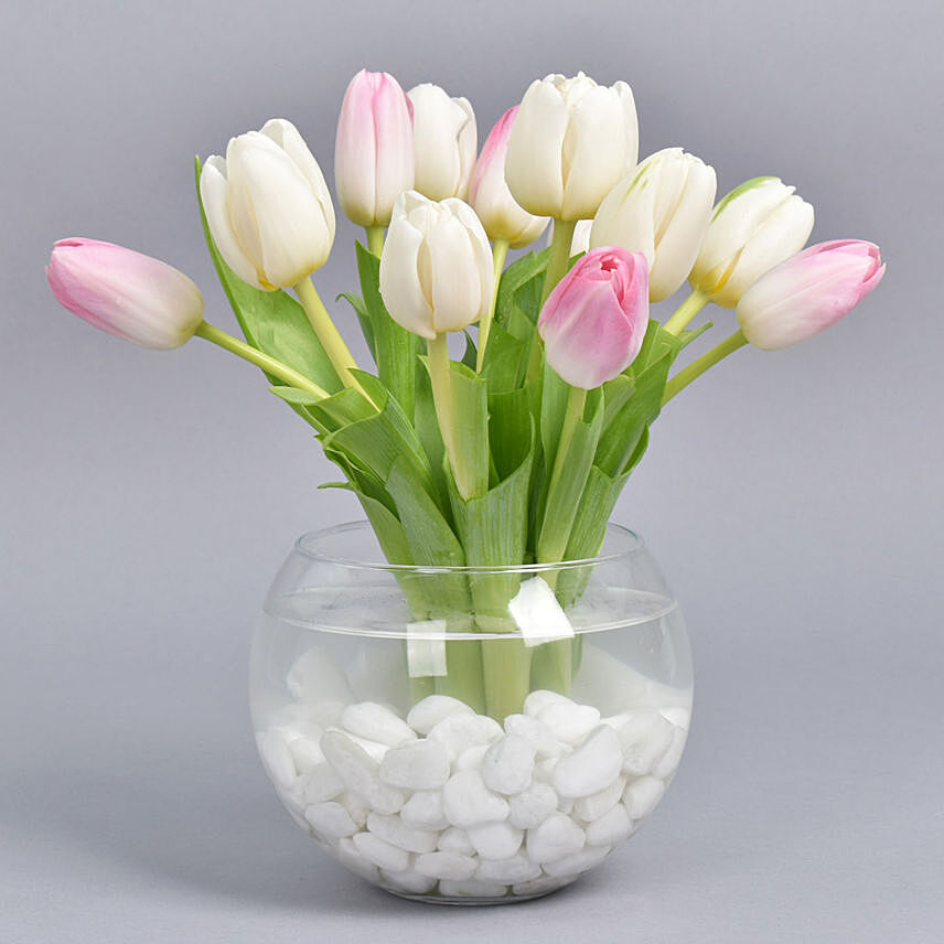 10 Tulips in Fish Bowl: Tulips Bouquet