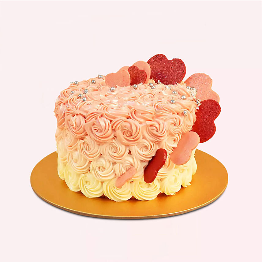 Floral Heart Chocolate Cake: Friendship Day Gifts