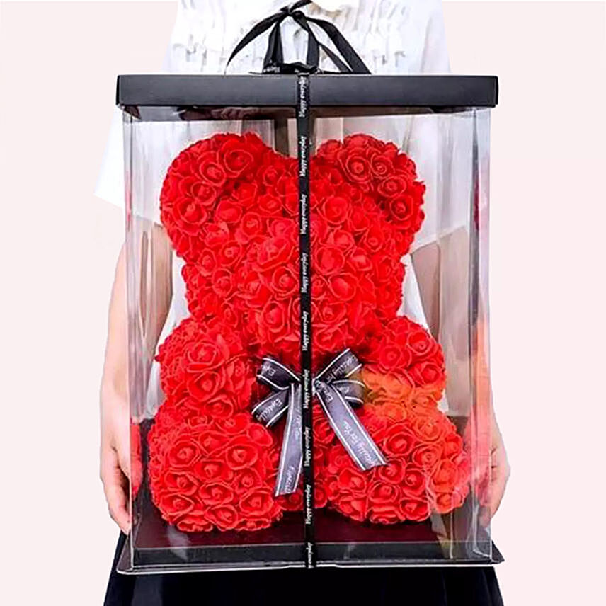 Artificial Red Roses Teddy: International Women's Day Flowers