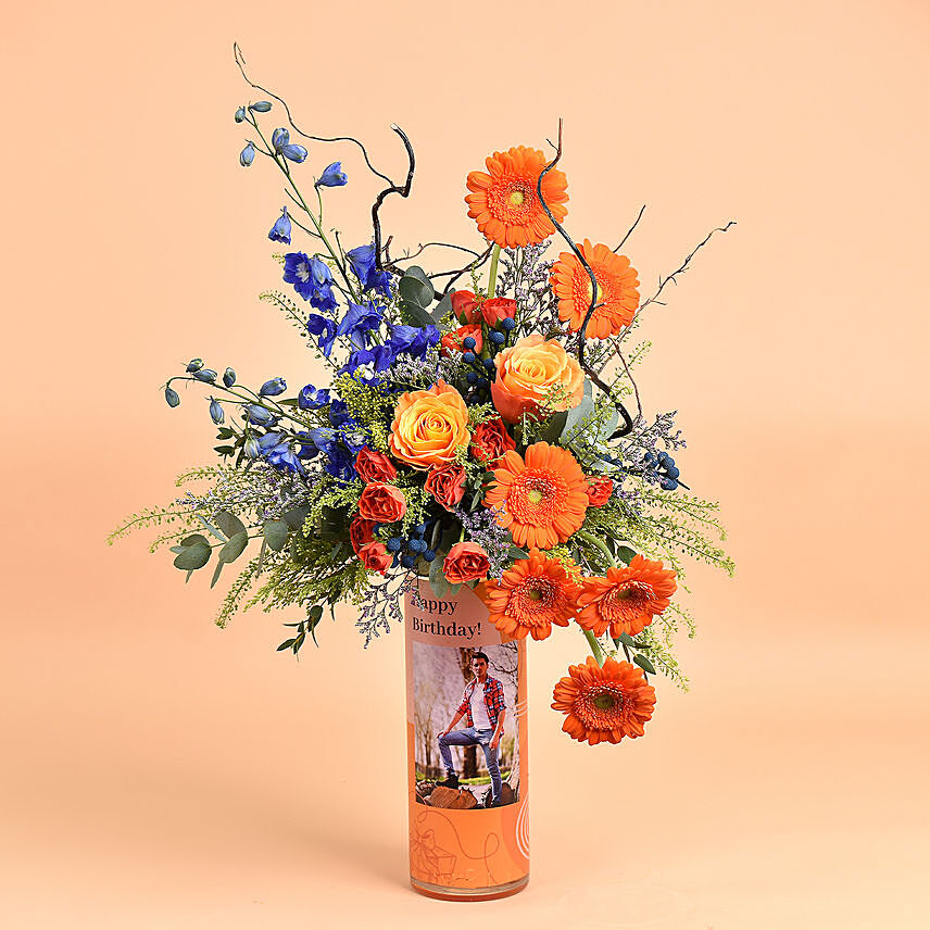 Personalised Vase Birthday Wishes For Him: Flower Arrangements