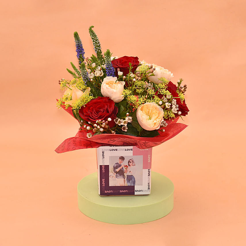 Provocative Roses is Personalised Square Glass Vase: Flower Arrangements