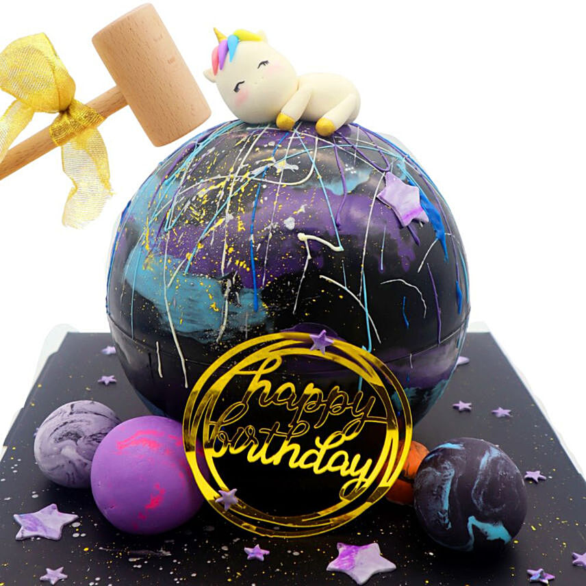 Birthday Planet Chocolate Pinata Cake: Unicorn Cakes Singapore