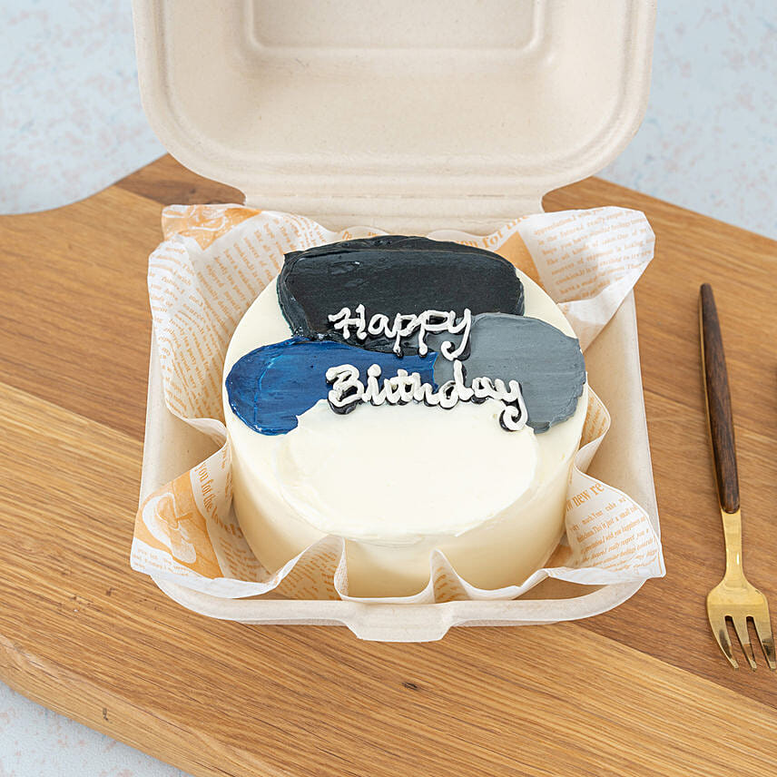 Abstract Navy Blue Bento Cake: Gifts Under 49 Dollars