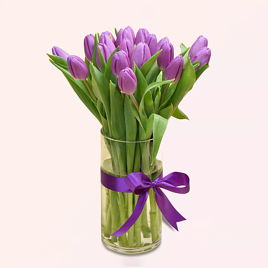 Purple Tulip Arrangement: One Hour Gifts Delivery - Order Before 10 PM