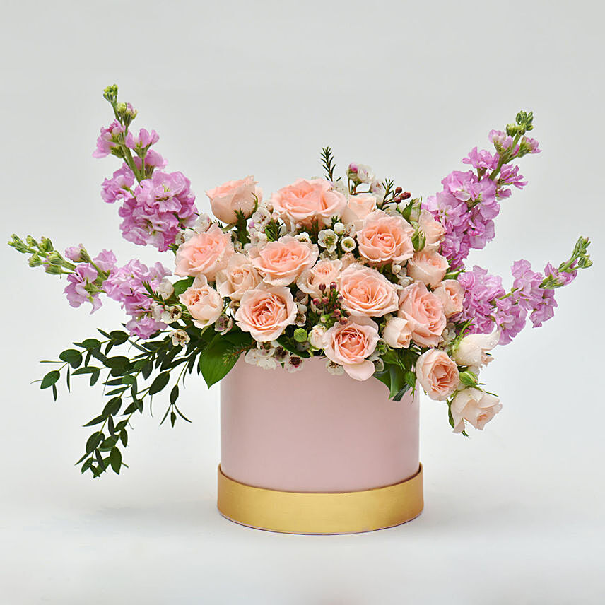Dazzling Floral Box Arrangment: Breast Cancer Awareness Gifts