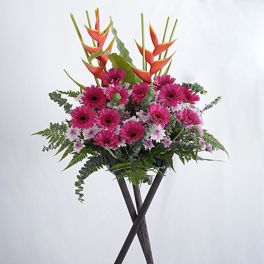 Fortunate Startup Congratulatory Flower Stand: Gerbera Flowers